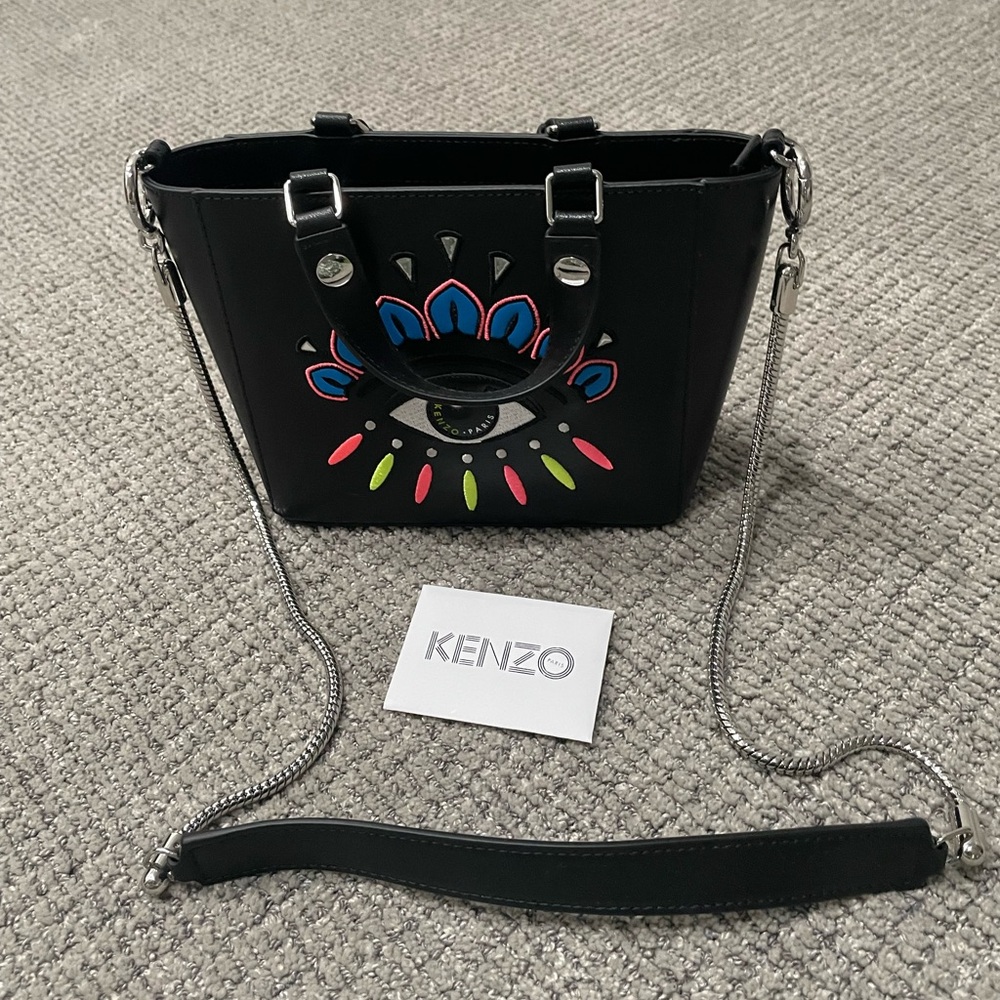 Kenzo Embroidered-Eye Leather Handbag NEVER WORN